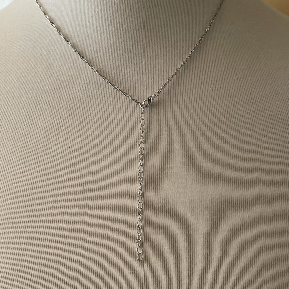 New in box necklace. Delicate silver chain with simulated fire opal m - Picture 3 of 5